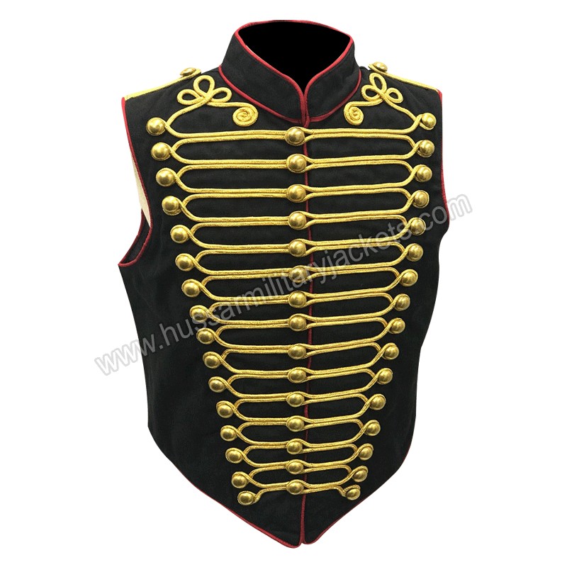 Mens Army Military Gold Hussar Red/black Jacket Steampunk 
