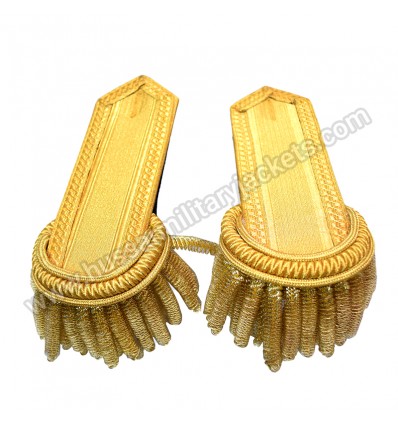 Shoulder Epaulettes Brass Bullion Board With Heavy Gold Fringe