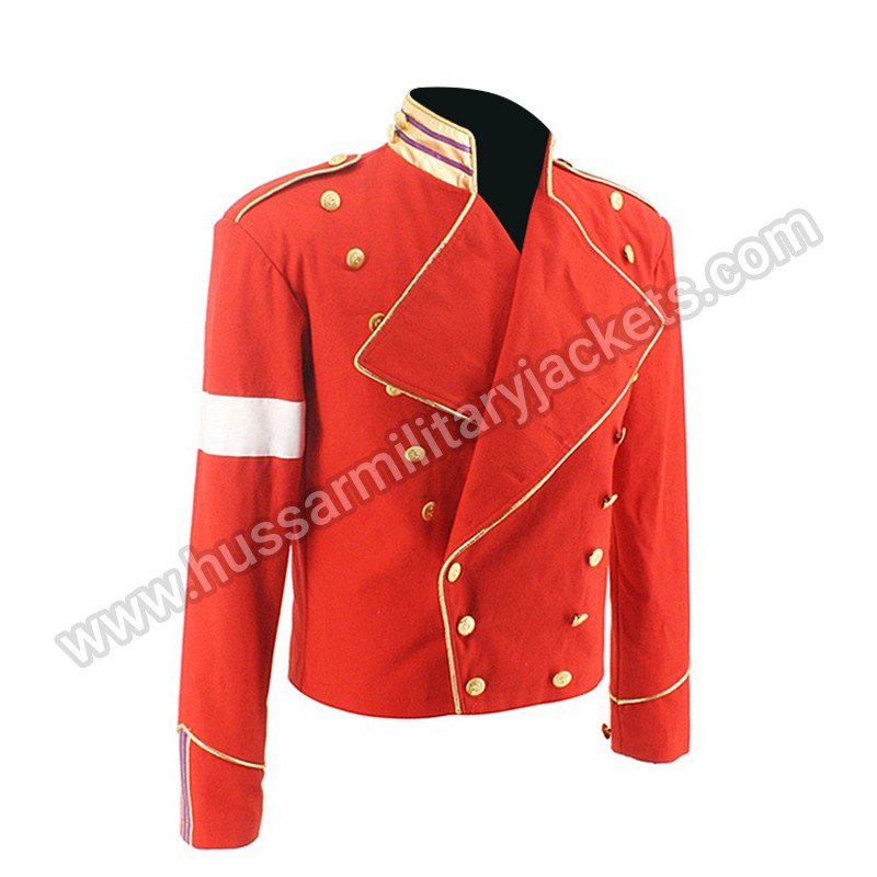 Rare Fashion Retro Punk MJ Michael Jackson Red Military Army Royal